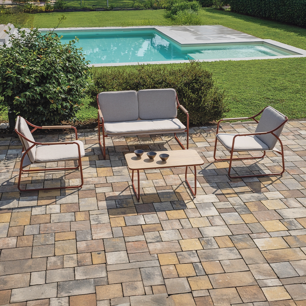 Tinos Modern Garden Lounge Set 2-Seater Sofa 2 Armchairs Coffee Table Kedels SET 127 — 2