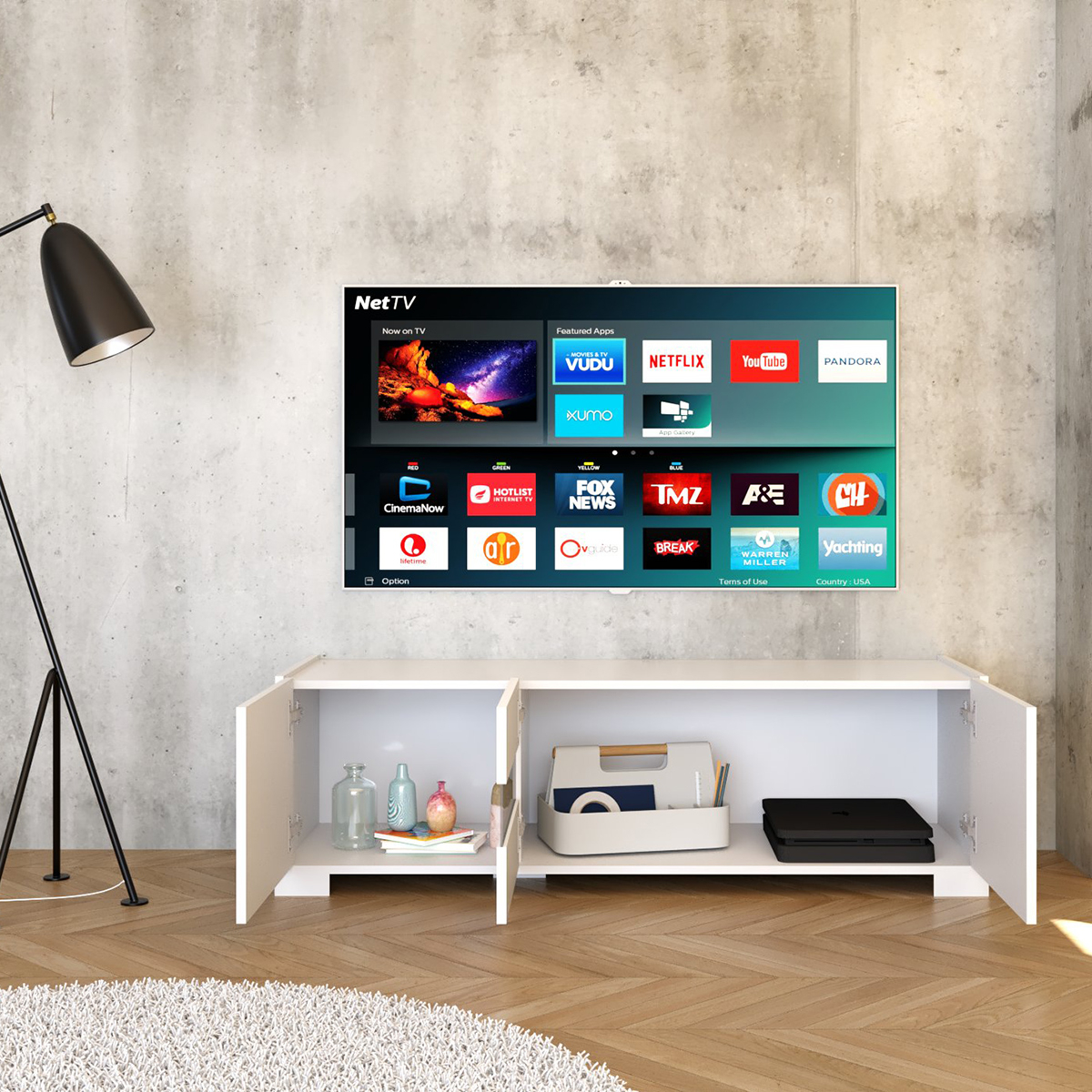 Modern TV stand 3 doors 130x40x40 living room Riflesso — 3