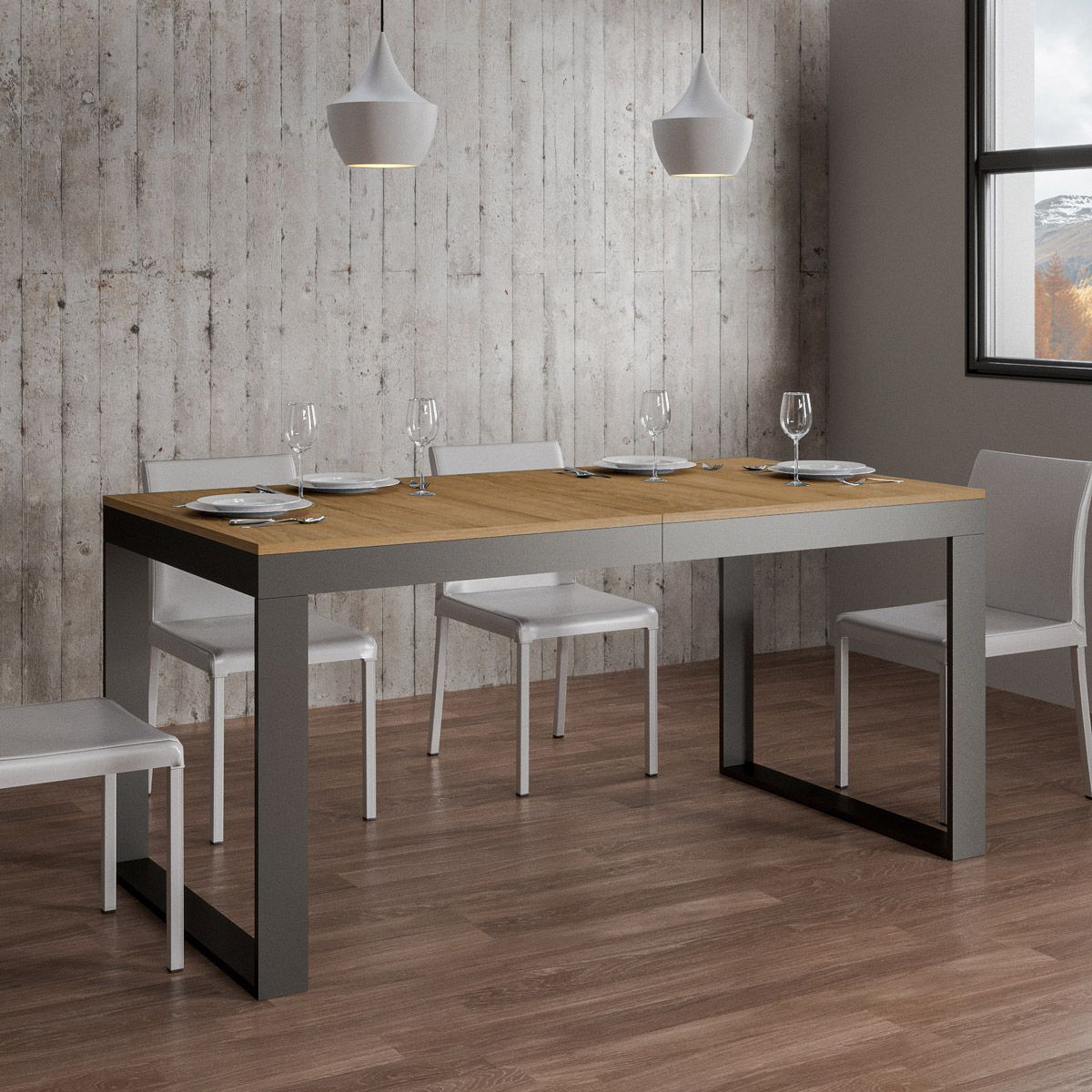 Extendable industrial dining table 90x180-440 cm Tecno Evolution — 2
