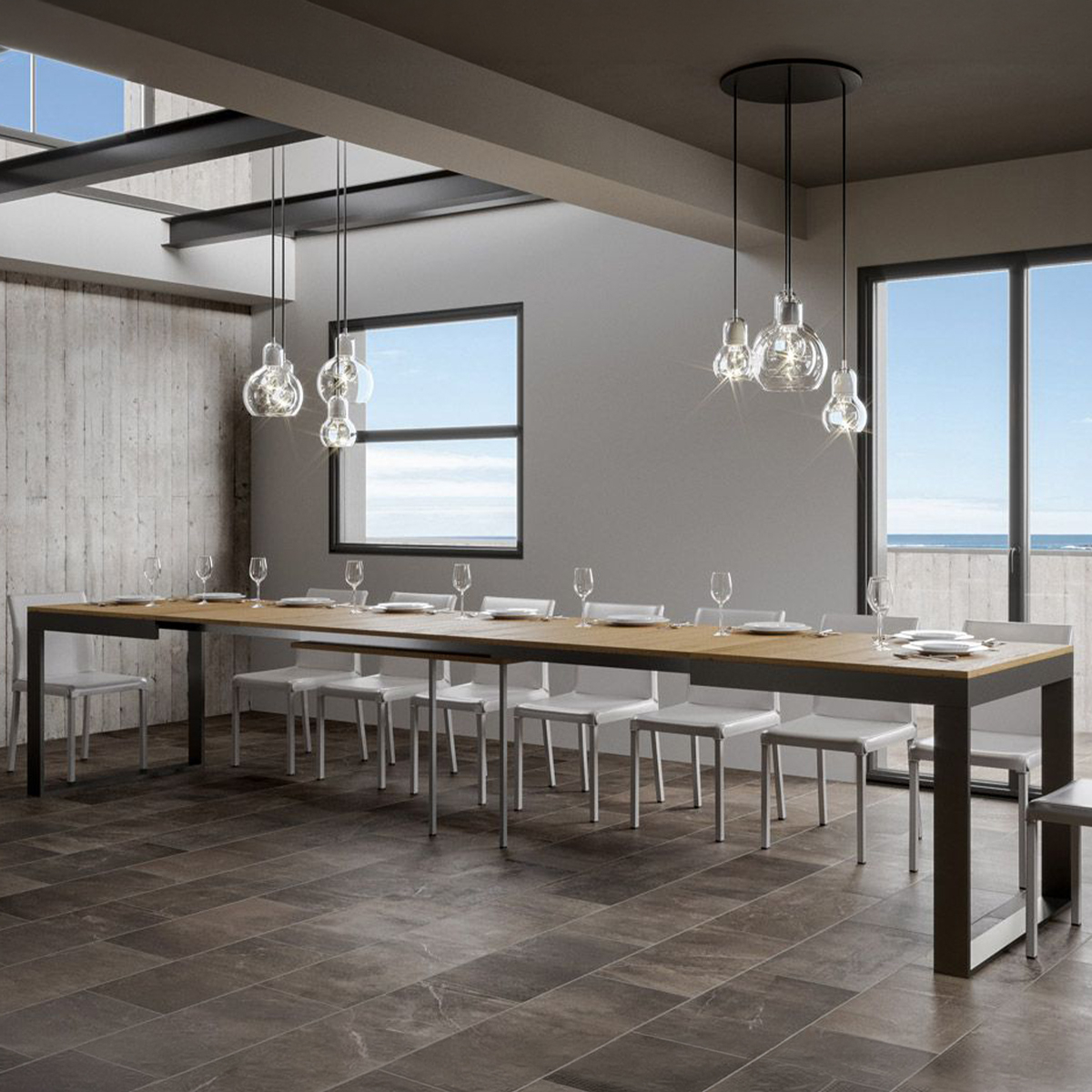Extendable industrial dining table 90x180-440 cm Tecno Evolution — 4