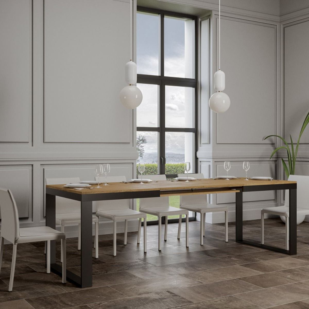 Extendable industrial dining table 90x180-440 cm Tecno Evolution — 3