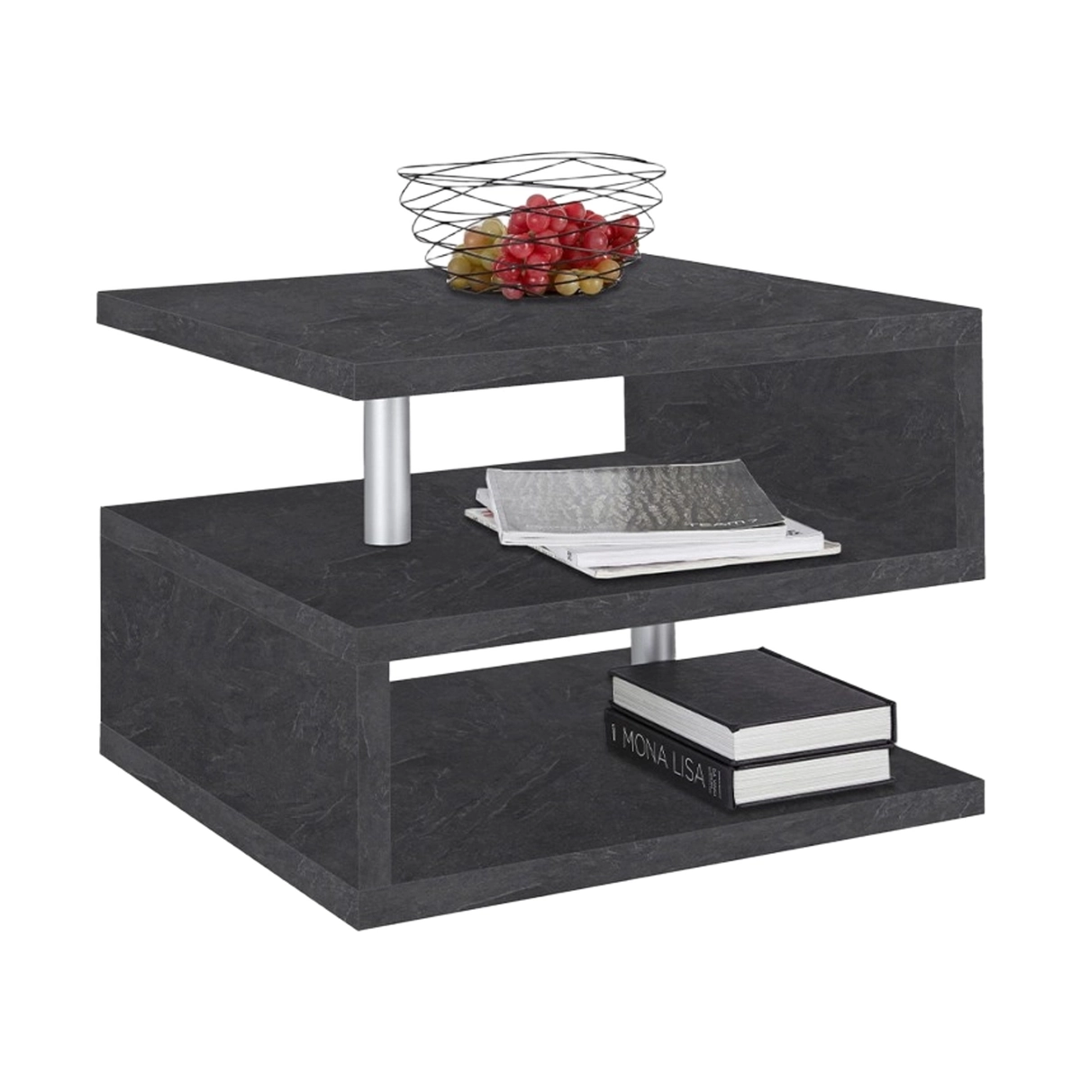 Zeta 55 Square Coffee Table with 2 Shelves Web Furniture — 1