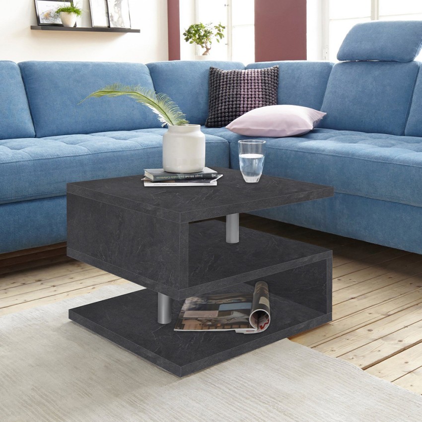 Zeta 55 Square Coffee Table with 2 Shelves Web Furniture — 2