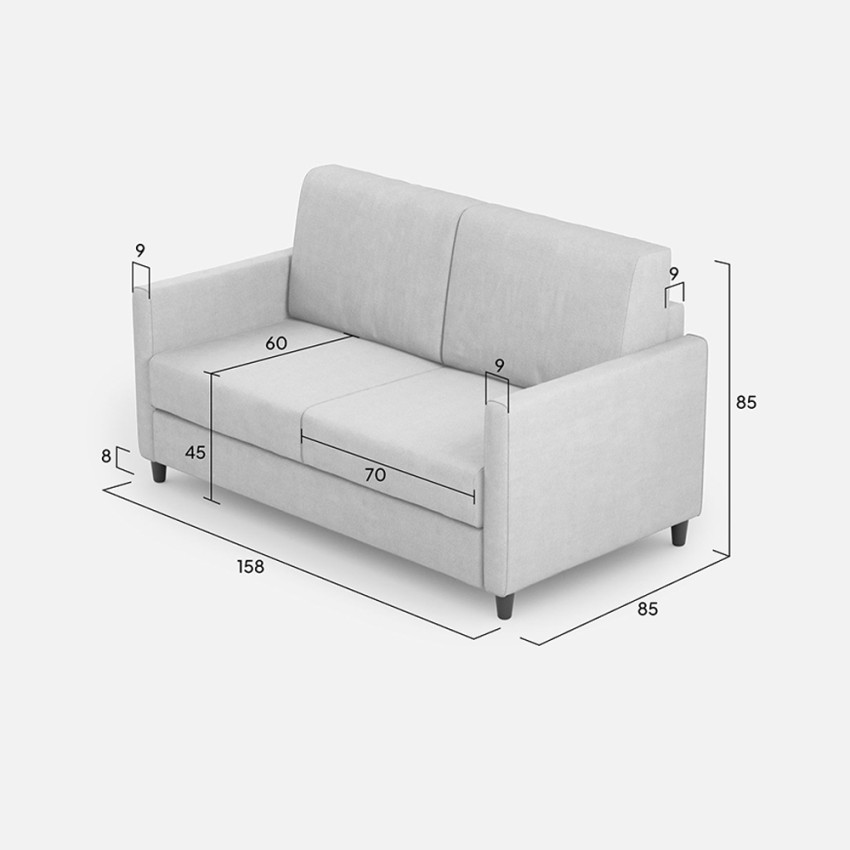 2-Seater Modern Fabric Sofa 158cm Karay 140 Itamoby — 9