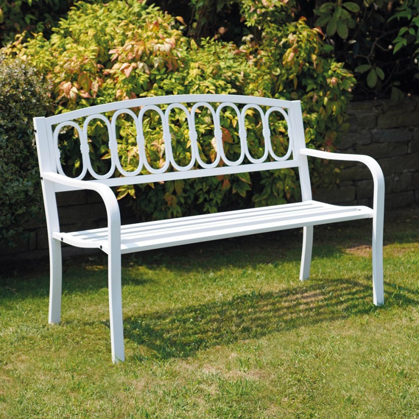 Lorey 2-Seater Cast Iron and Metal Outdoor Garden Bench — 2
