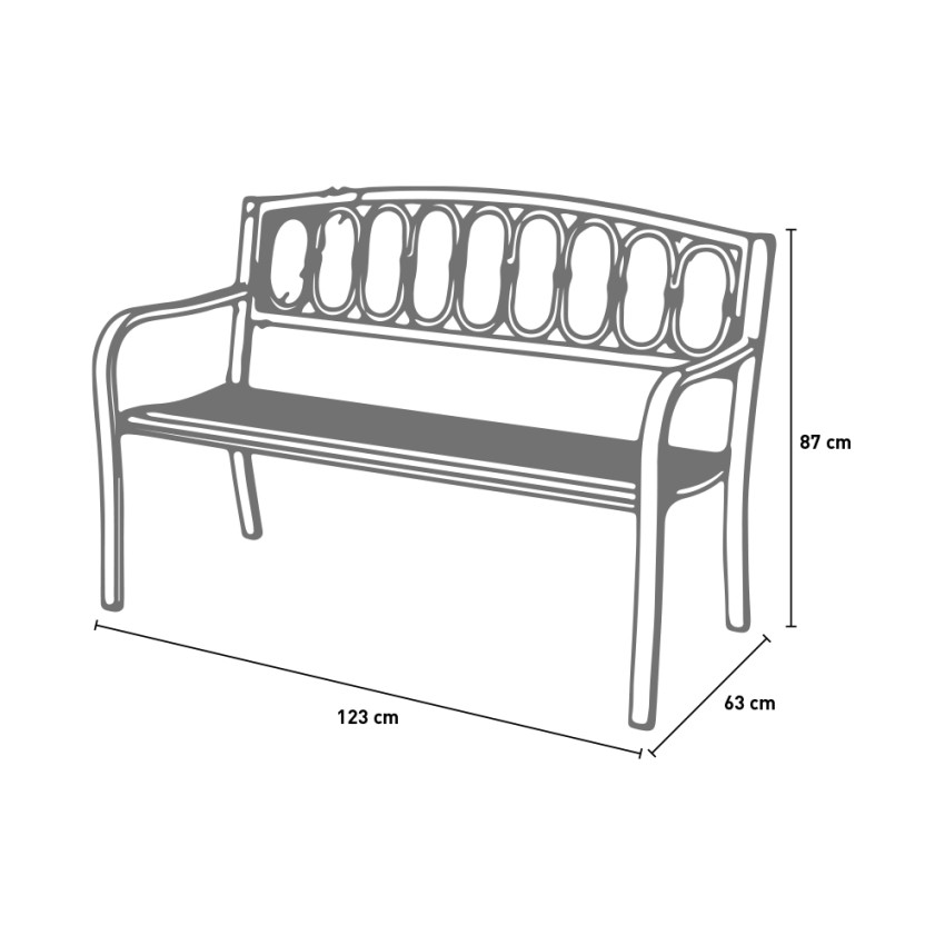 Lorey 2-Seater Cast Iron and Metal Outdoor Garden Bench — 5