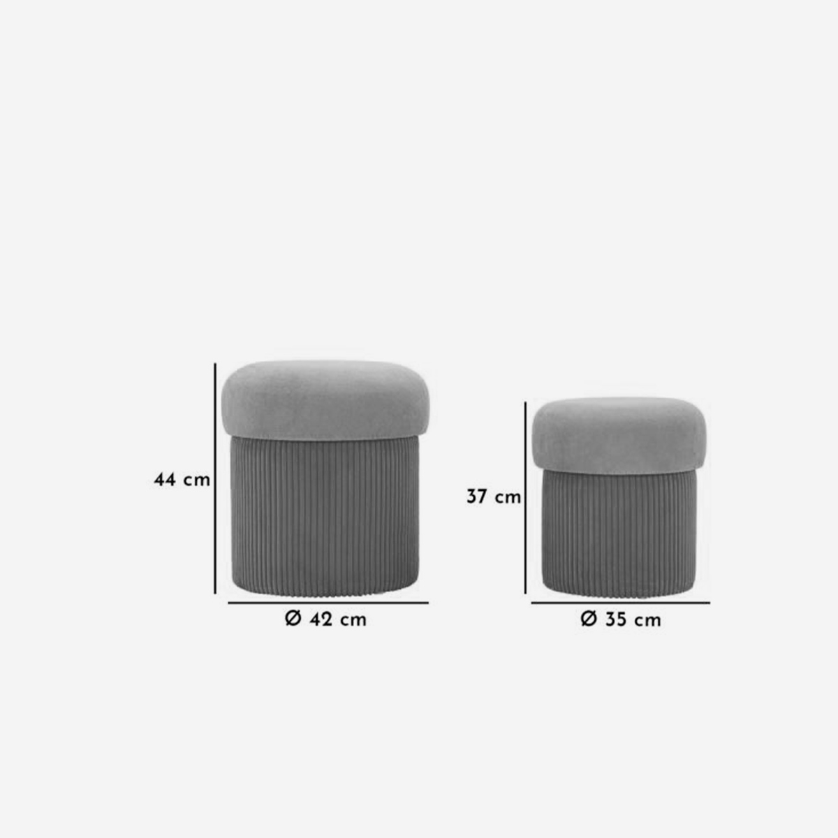 Set of 2 Round Velvet Storage Ottomans Poufs Aspen — 4