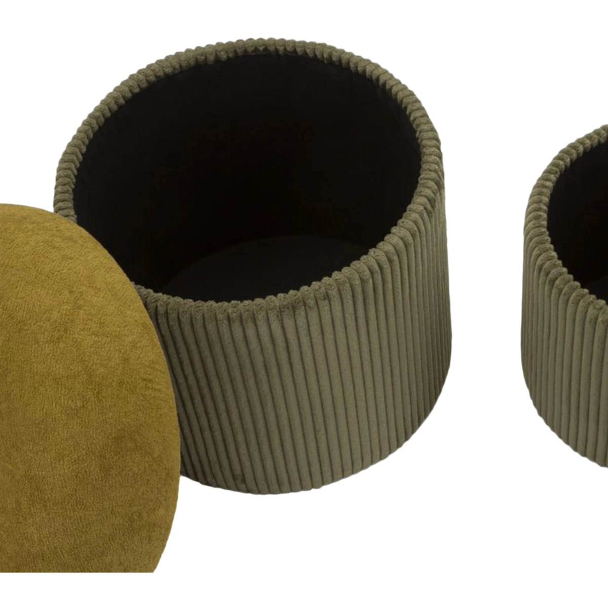 Set of 2 Round Velvet Storage Ottomans Poufs Aspen — 3