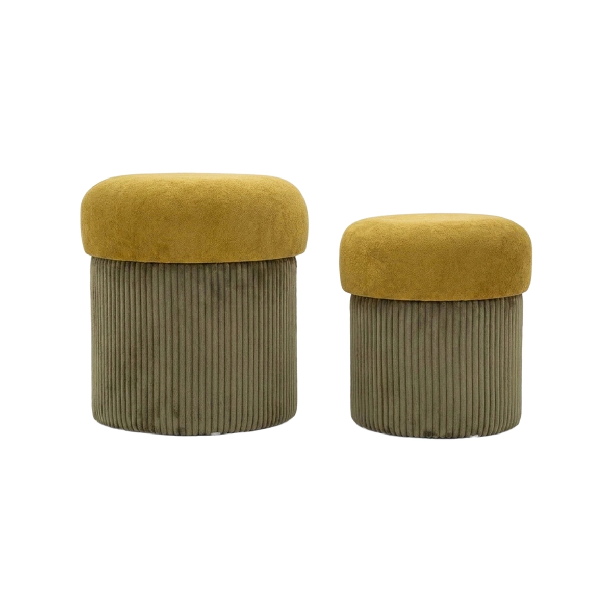 Set of 2 Round Velvet Storage Ottomans Poufs Aspen — 1
