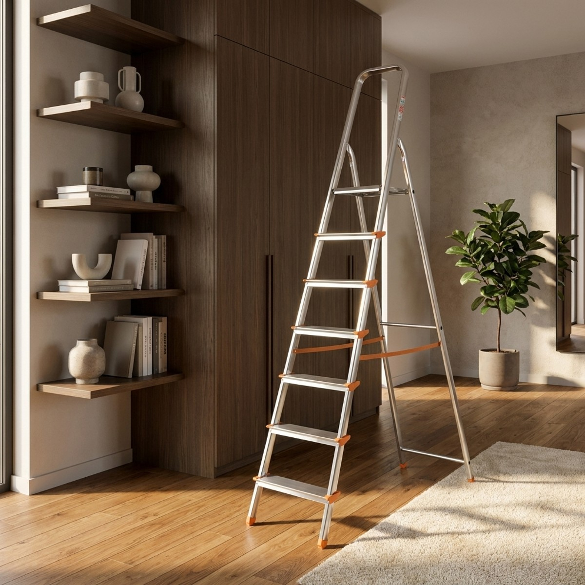 Scala in alluminio con piattaforma antiscivolo Aluminium 7