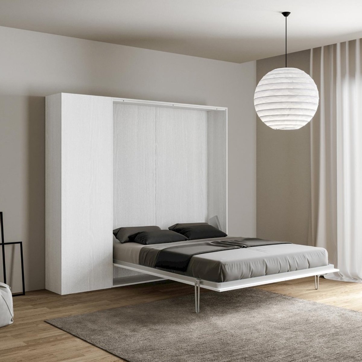 Kentaro Vertical Foldaway Double Bed with Side Unit 160x190 — 2