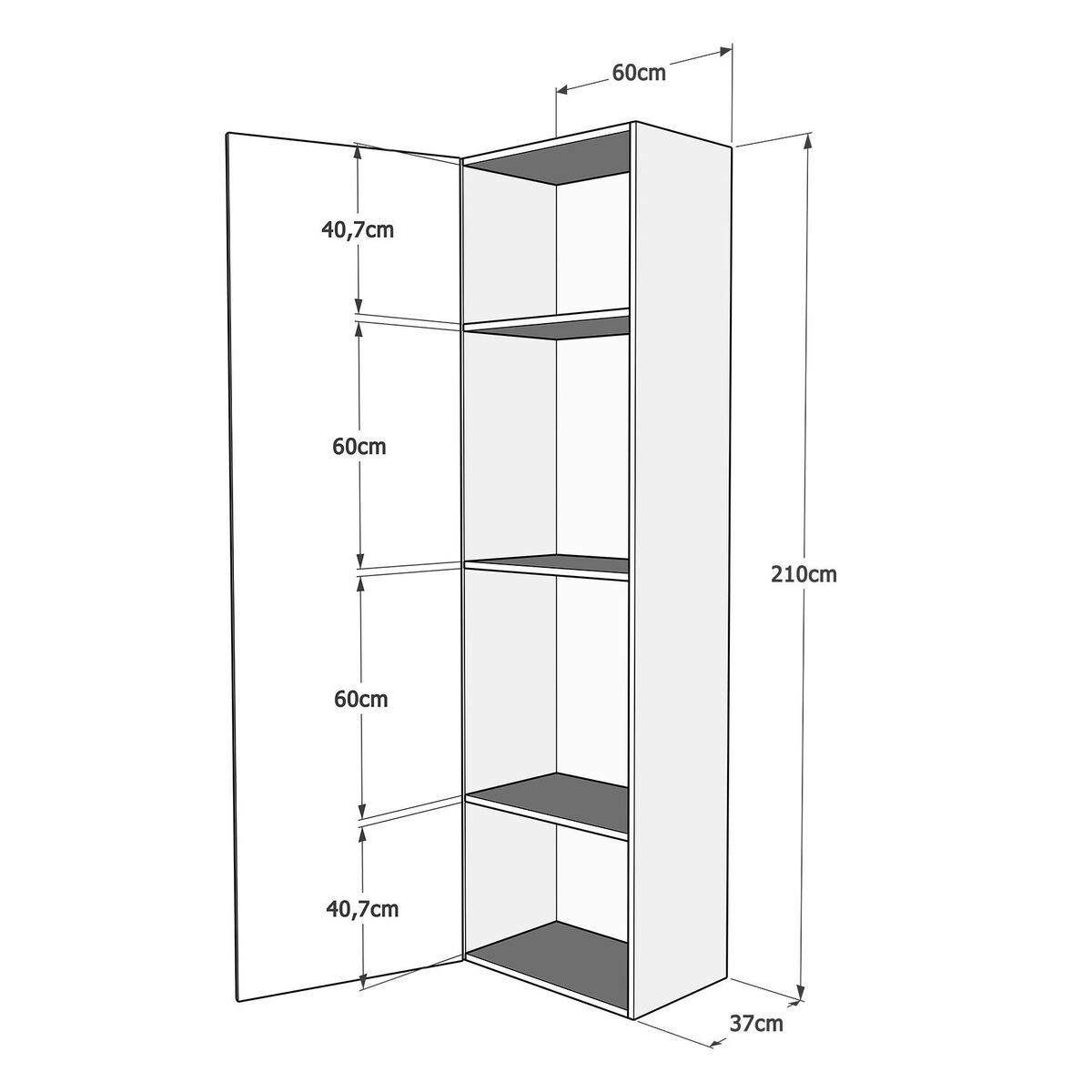 Kentaro Vertical Foldaway Double Bed with Side Unit 160x190 — 4