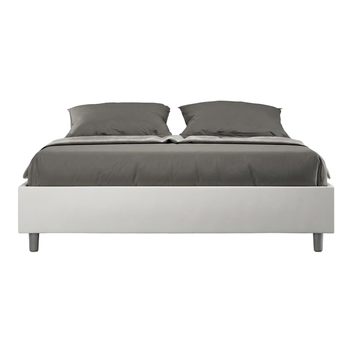 Azelia 160x190 White Faux Leather Upholstered Headboardless Double Bed — 1