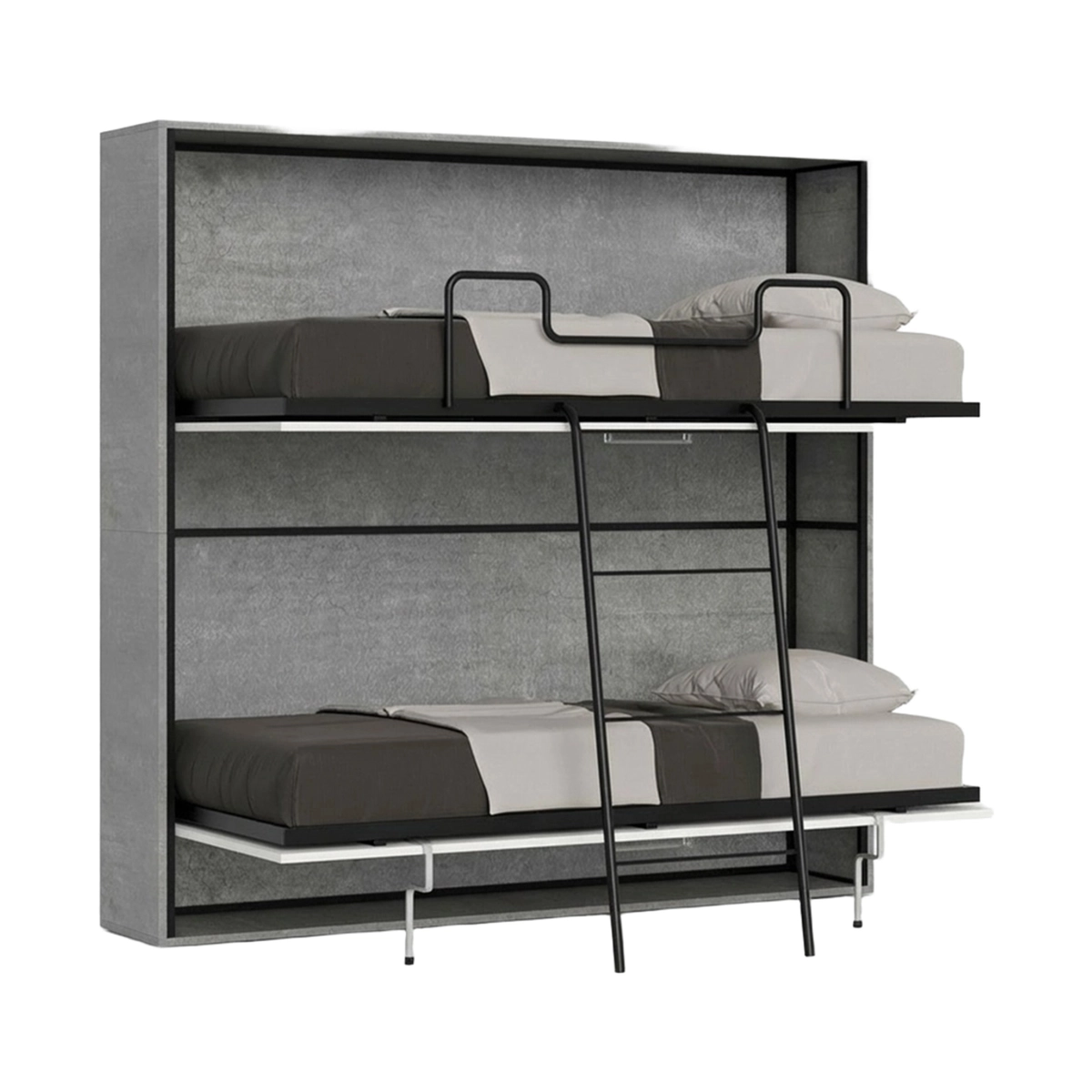 Itamoby Kando Horizontal Foldaway Bunk Bed with Mattresses 85x185 Concrete Grey — 1