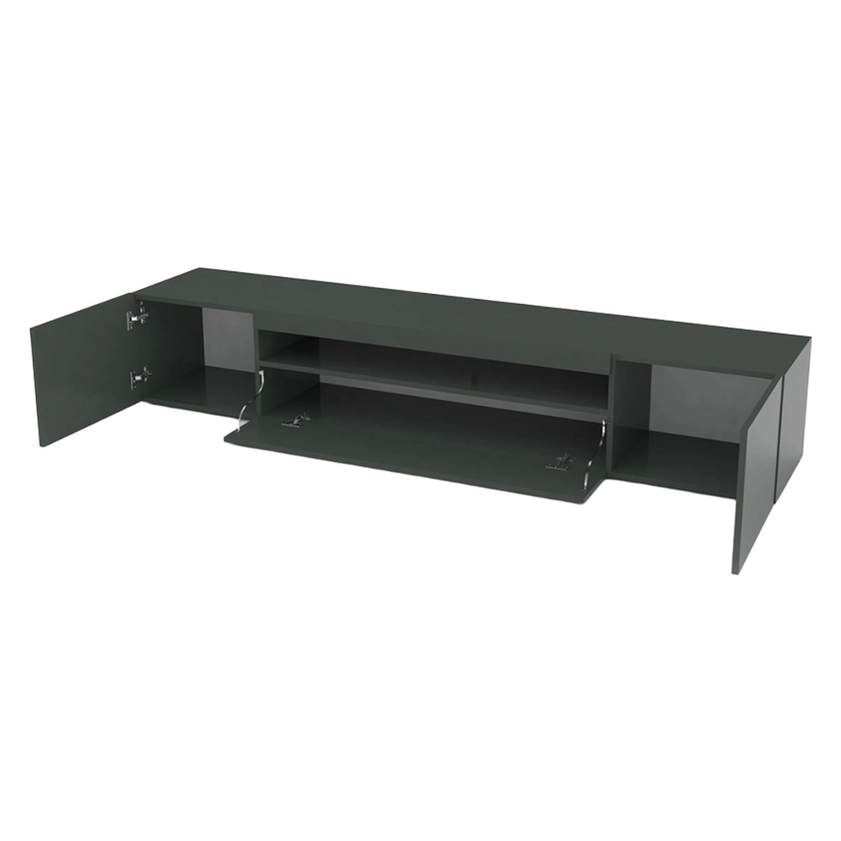 Modern TV cabinet with door and flap drawer 200cm Daiquiri Anthracite L — 4