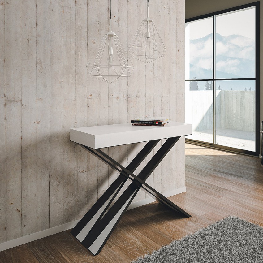 Diago Small extendable console table 90x40-196cm white wood Itamoby — 2