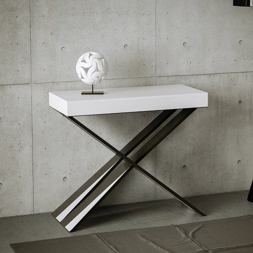 Diago Small extendable console table 90x40-196cm white wood Itamoby — 3