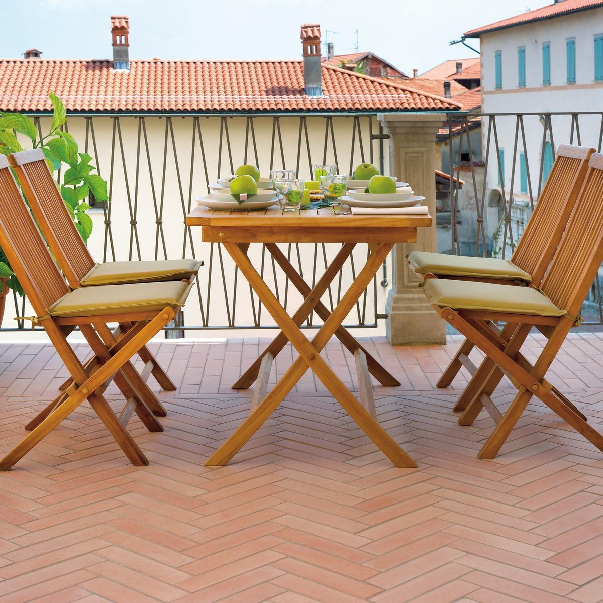 Folding Teak Wood Garden Table 80x120 cm Kedels Lipari — 3
