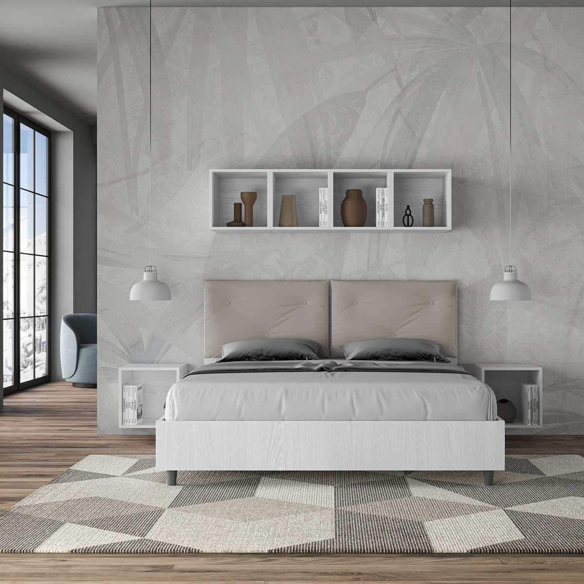 Double bed with storage 160x190 cm cushions Egos Appia — 3