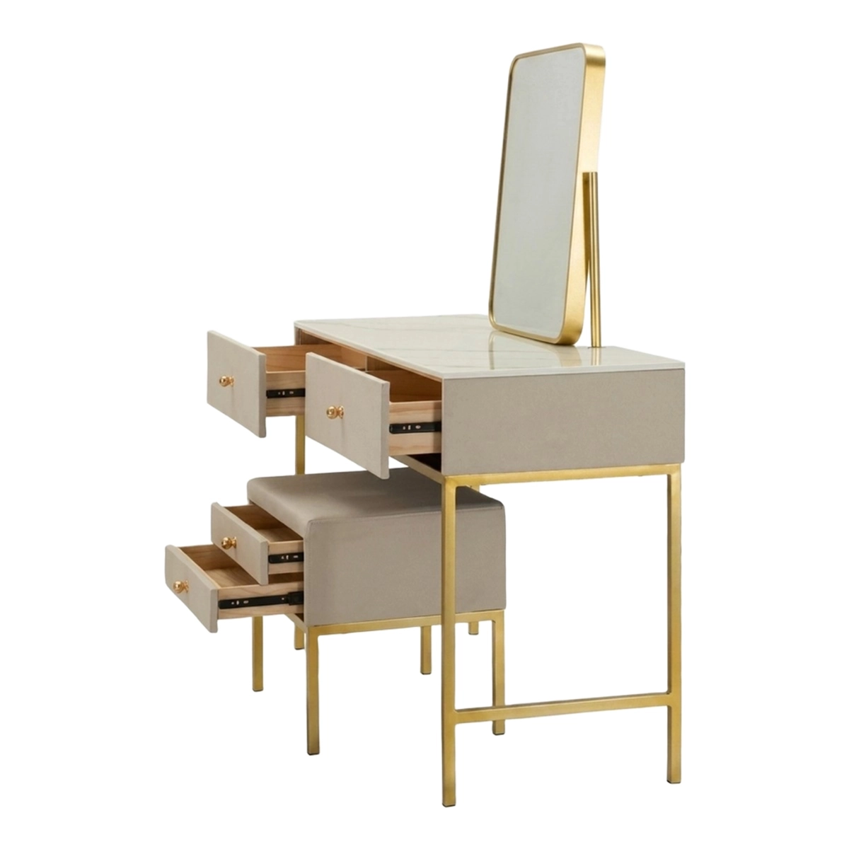 Luxury Dressing Table with Mirror and Storage Stool Mauro Ferretti — 5