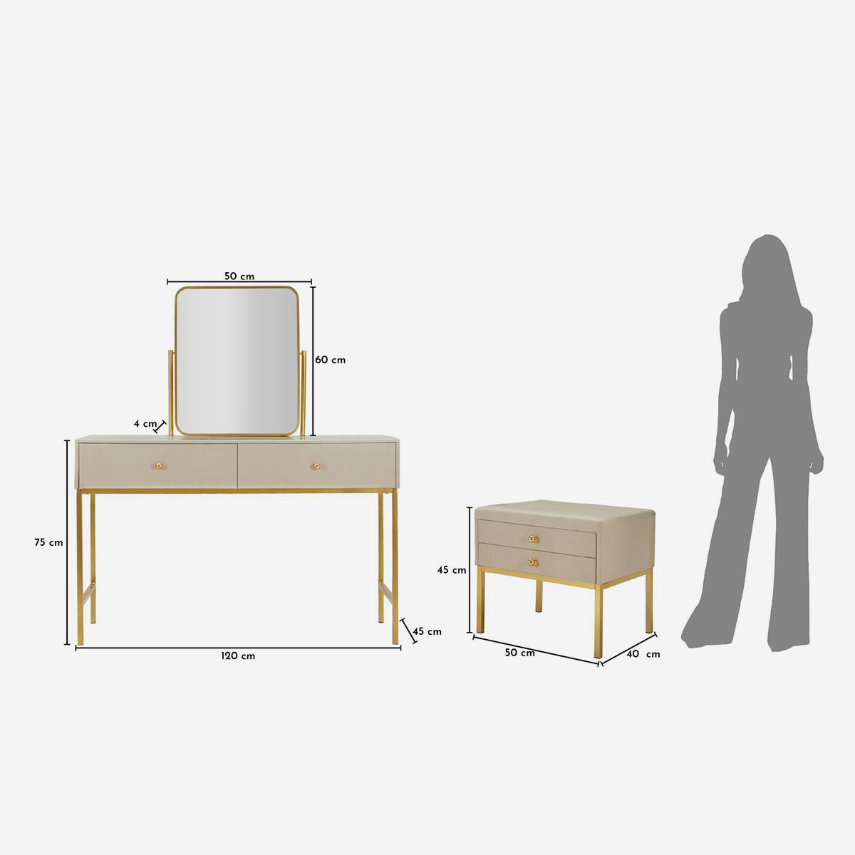 Luxury Dressing Table with Mirror and Storage Stool Mauro Ferretti — 4
