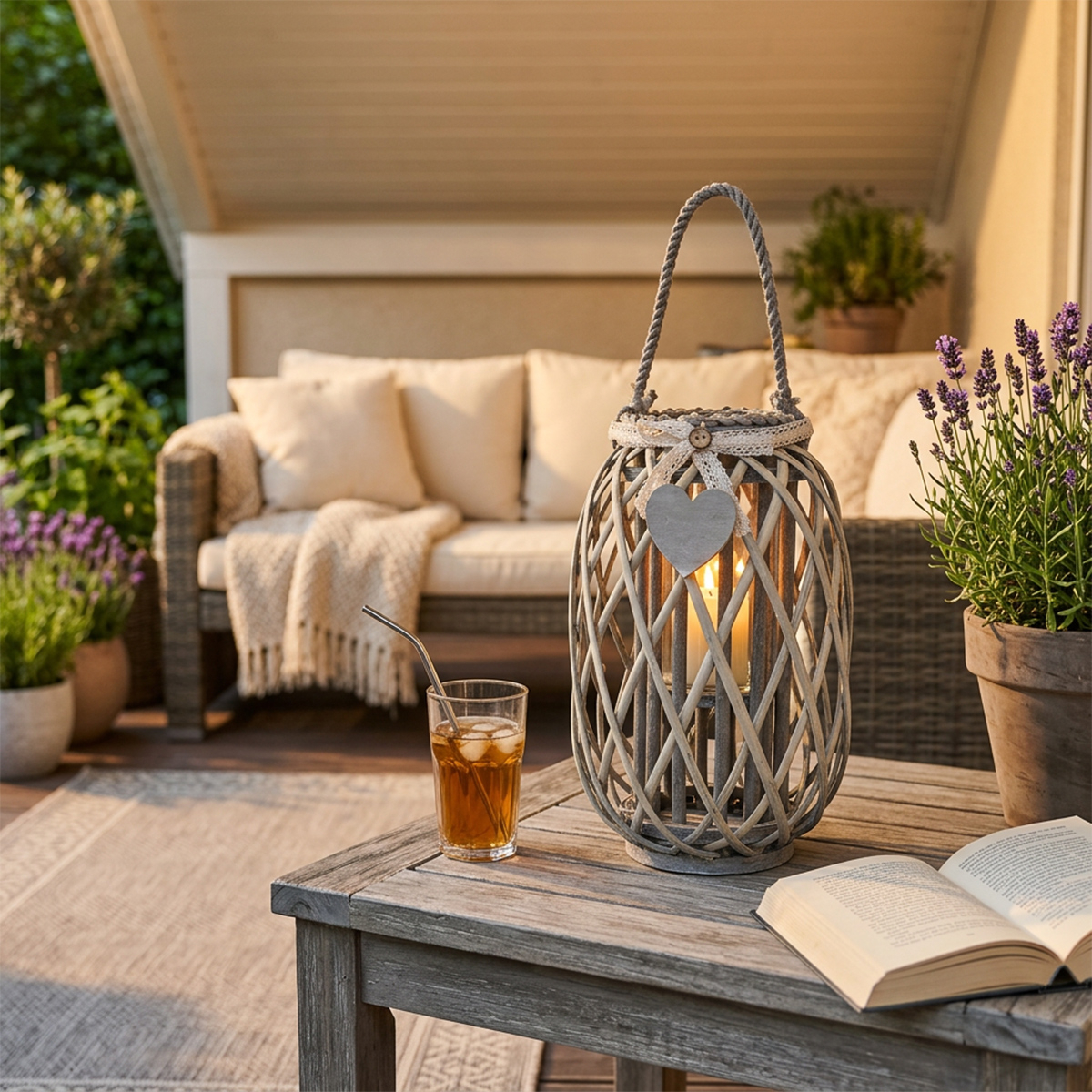 Lison Wicker and Glass Decorative Lantern — 3