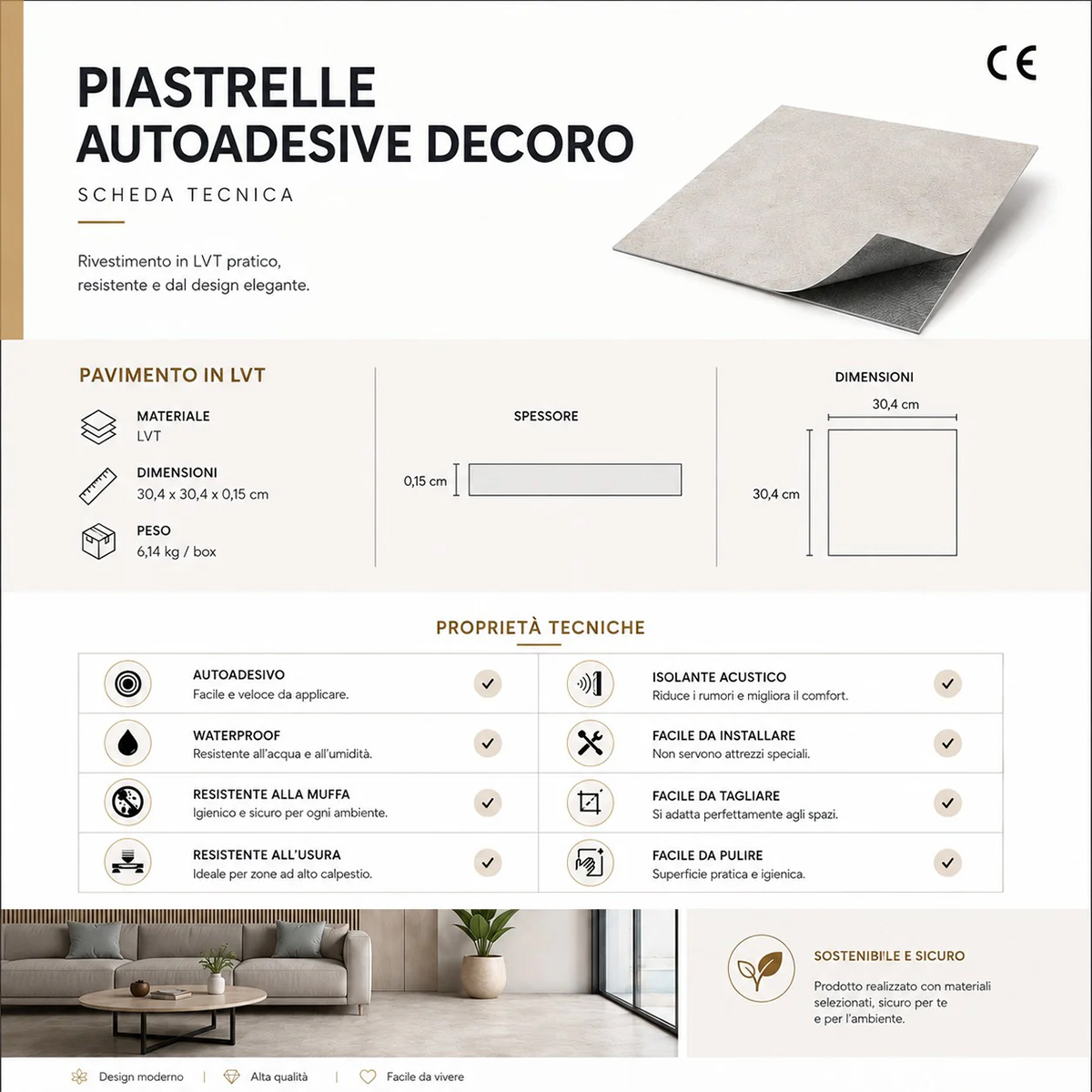 Set of 22 marble effect PVC self-adhesive tiles Divina Home — 5