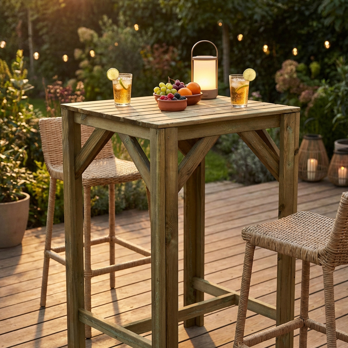 Trend 60x110 High Bar Table Fixed Pine Wood Vintage — 3