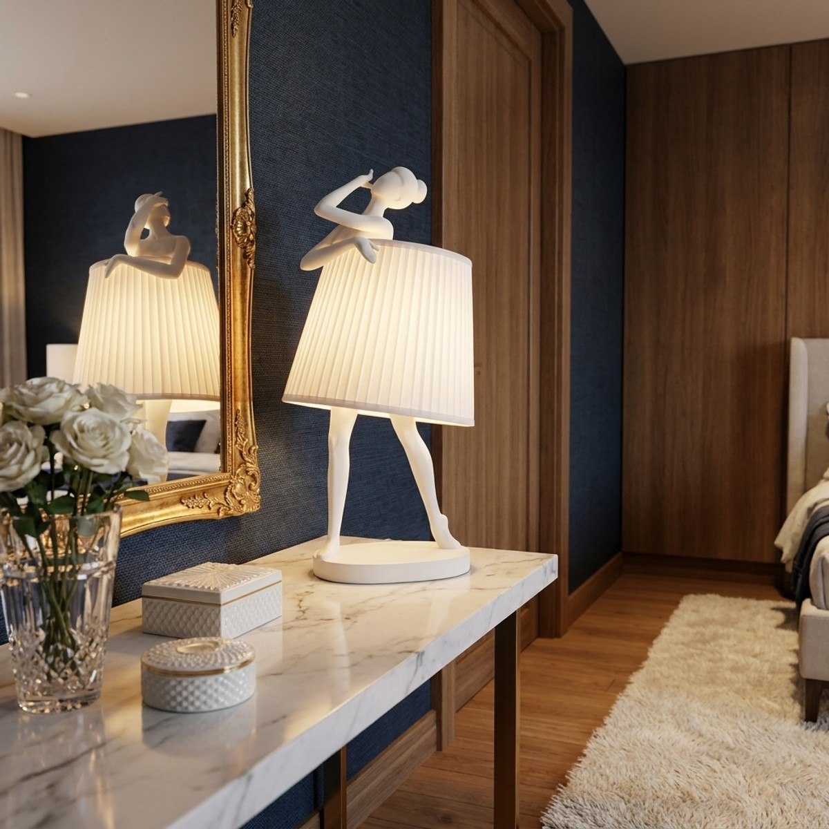 Ballet decorative table lamp with dancer sculpture and shade — 2