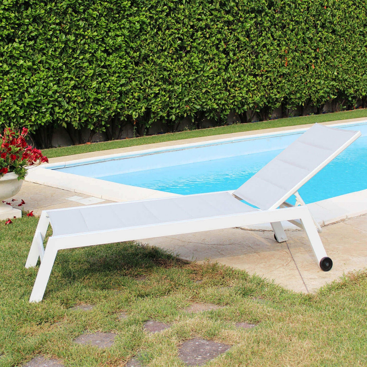Formentera Aluminium Garden Sun Lounger with Wheels — 2