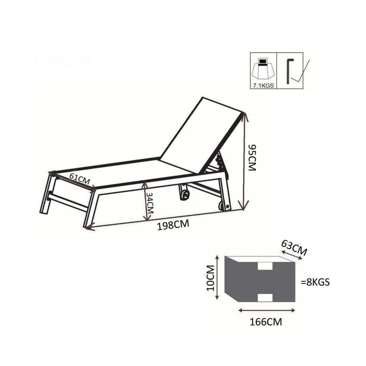 Formentera Aluminium Garden Sun Lounger with Wheels — 7