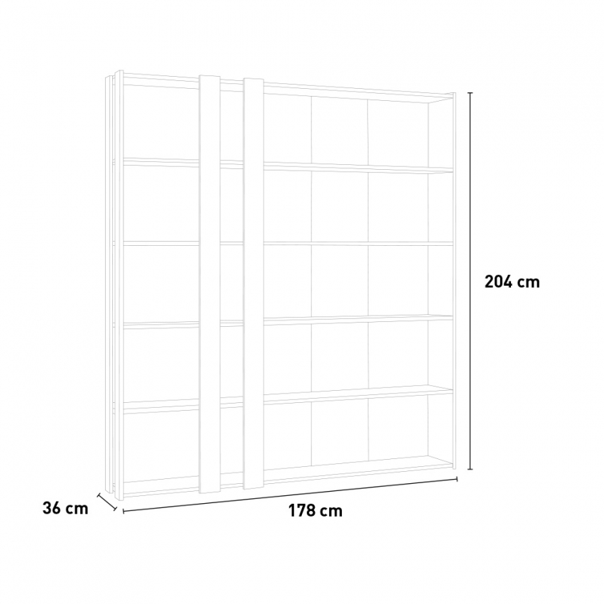 Modern 5-shelf wall bookcase Kato C Wood Itamoby walnut — 4