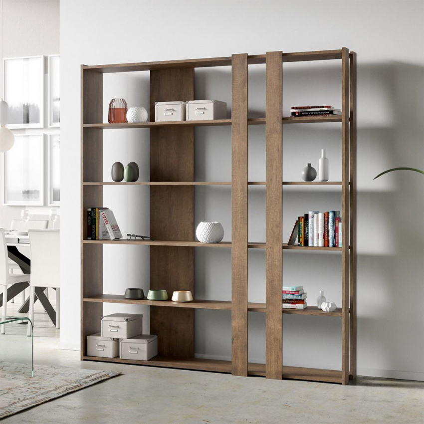 Modern 5-shelf wall bookcase Kato C Wood Itamoby walnut — 3