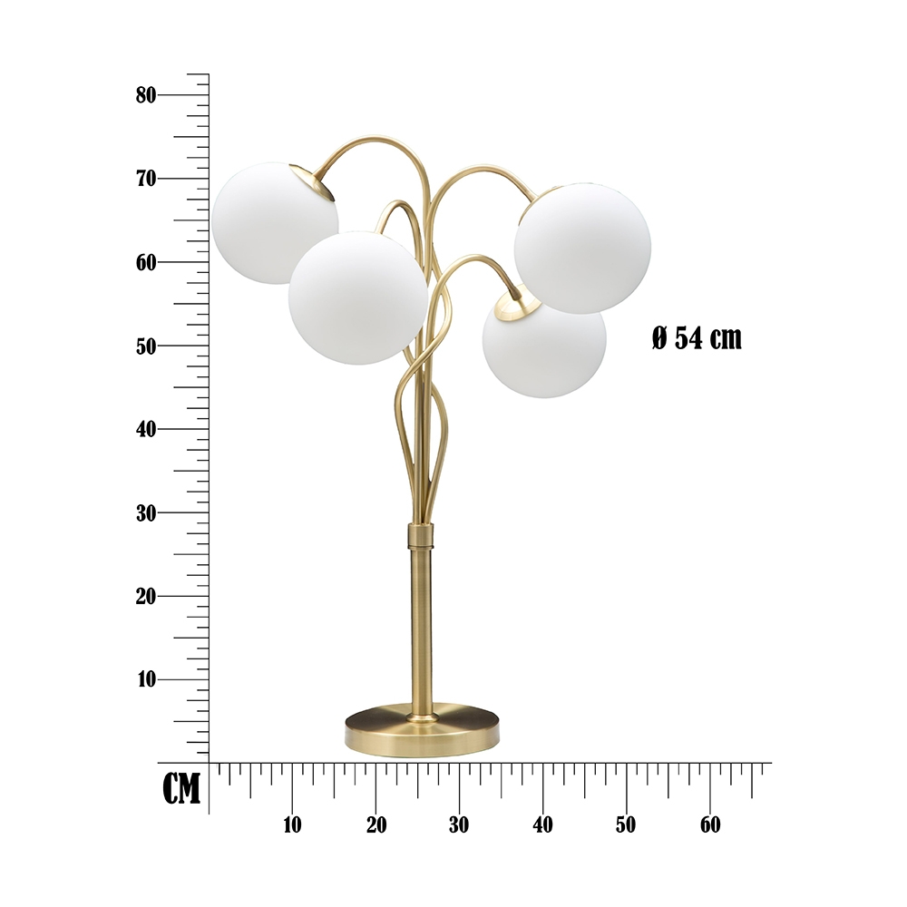 Glamy 4T Gold Metal Table Lamp with Opaque Glass Globes — 7