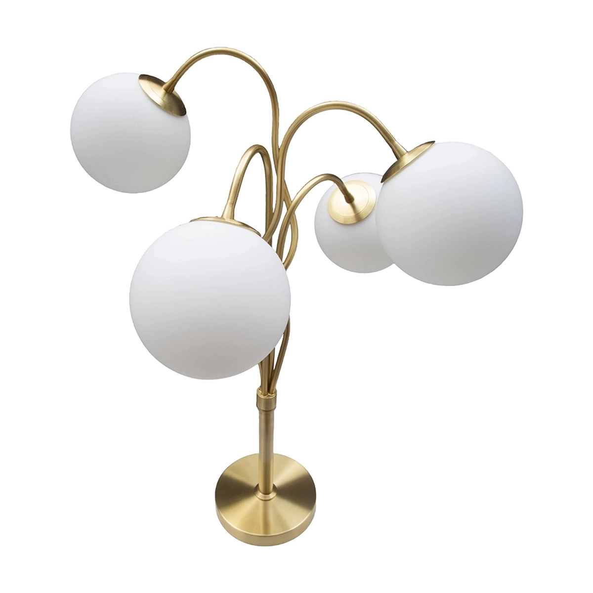 Glamy 4T Gold Metal Table Lamp with Opaque Glass Globes — 5