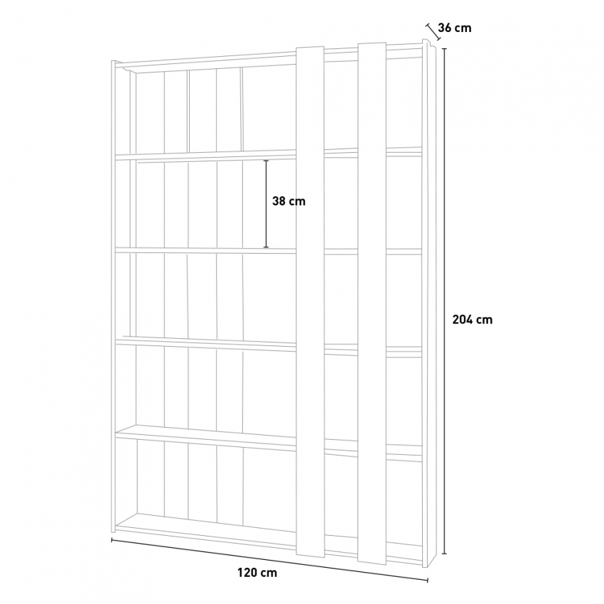 Modern Wall Bookcase Made in Italy 120x204cm Kato A Small Concrete — 3