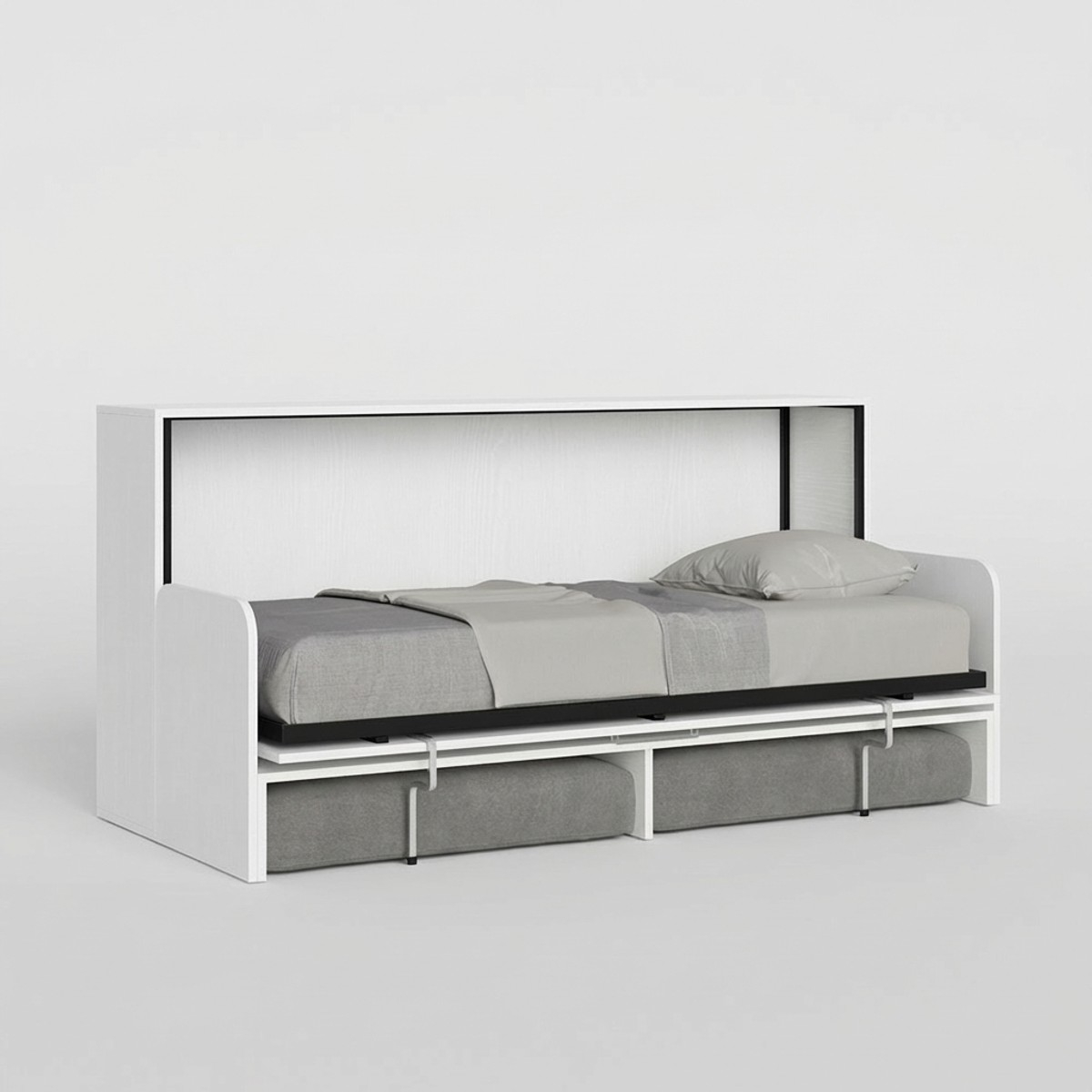 Foldaway Single Bed with Sofa Ash White Kando Sofà MBF Itamoby — 1
