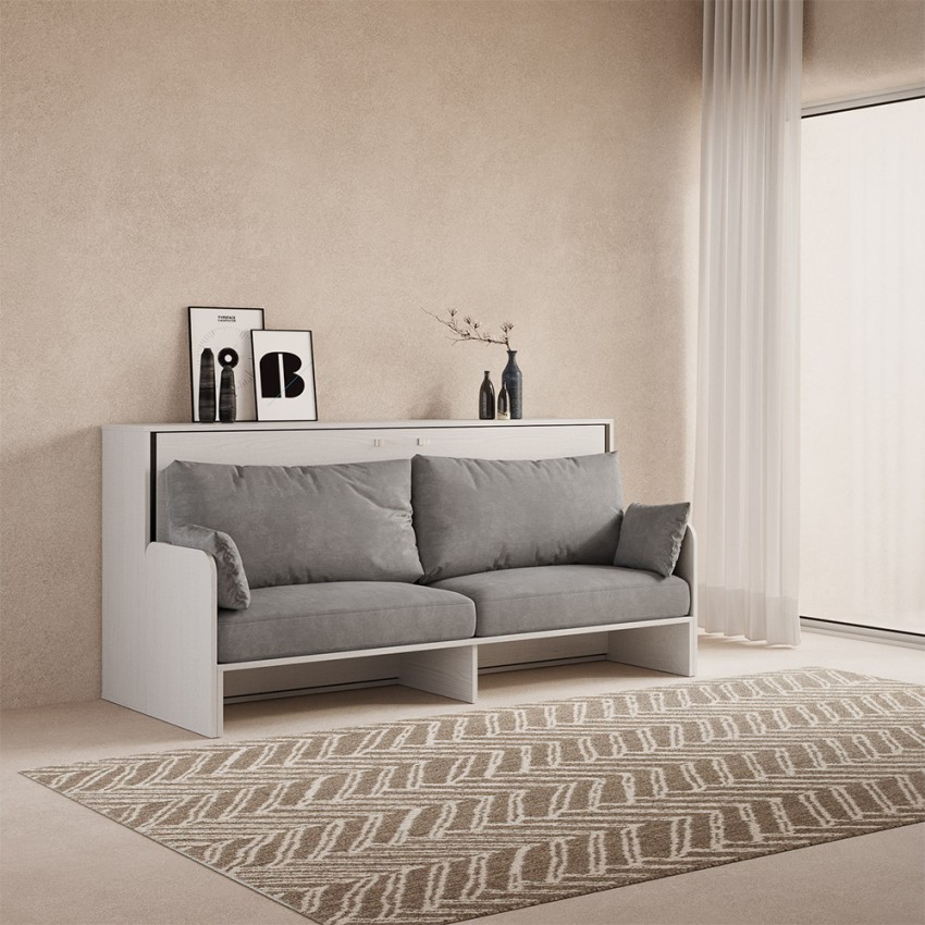 Foldaway Single Bed with Sofa Ash White Kando Sofà MBF Itamoby — 2