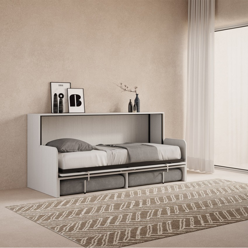 Foldaway Single Bed with Sofa Ash White Kando Sofà MBF Itamoby — 4