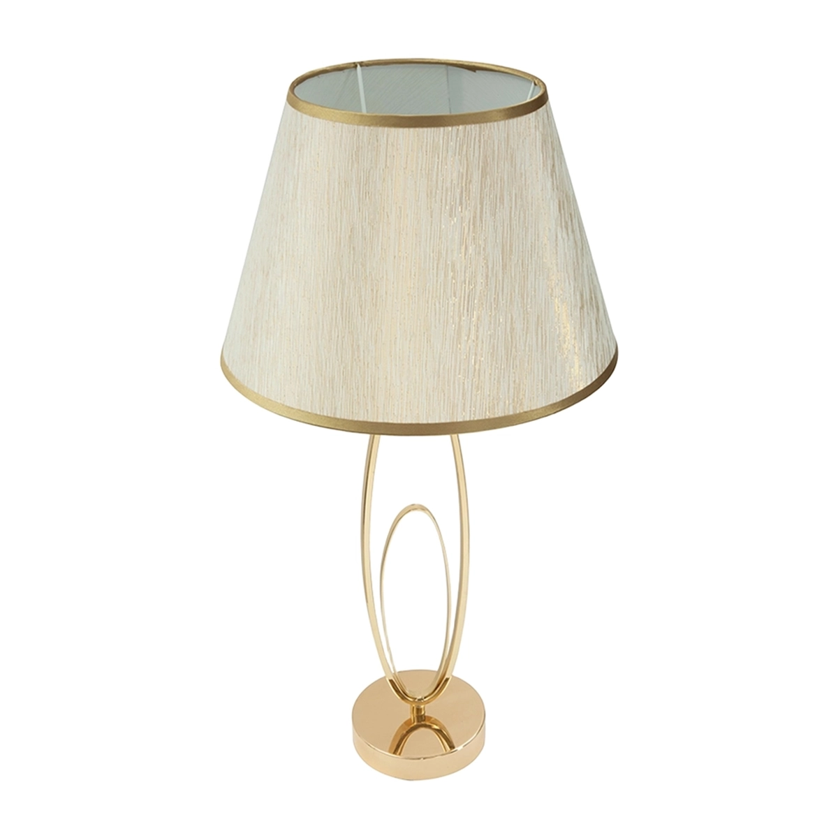 Flush M Table Lamp by Mauro Ferretti Gold Metal and Beige Shade — 3
