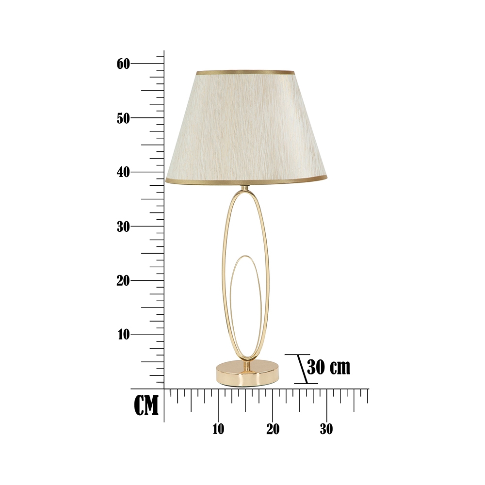 Flush M Table Lamp by Mauro Ferretti Gold Metal and Beige Shade — 7