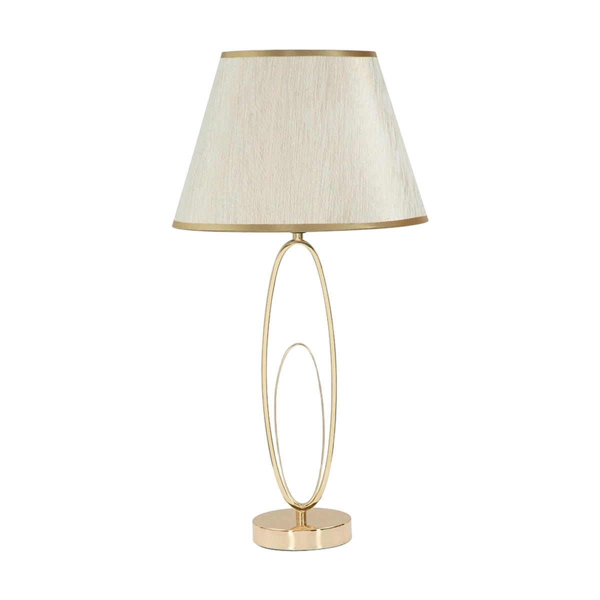 Flush M Table Lamp by Mauro Ferretti Gold Metal and Beige Shade — 1