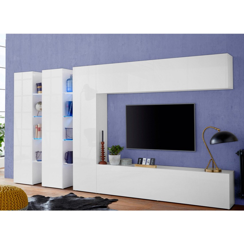Joy Trio modern wall unit with TV stand, wall cabinet and 3 tall units — 3