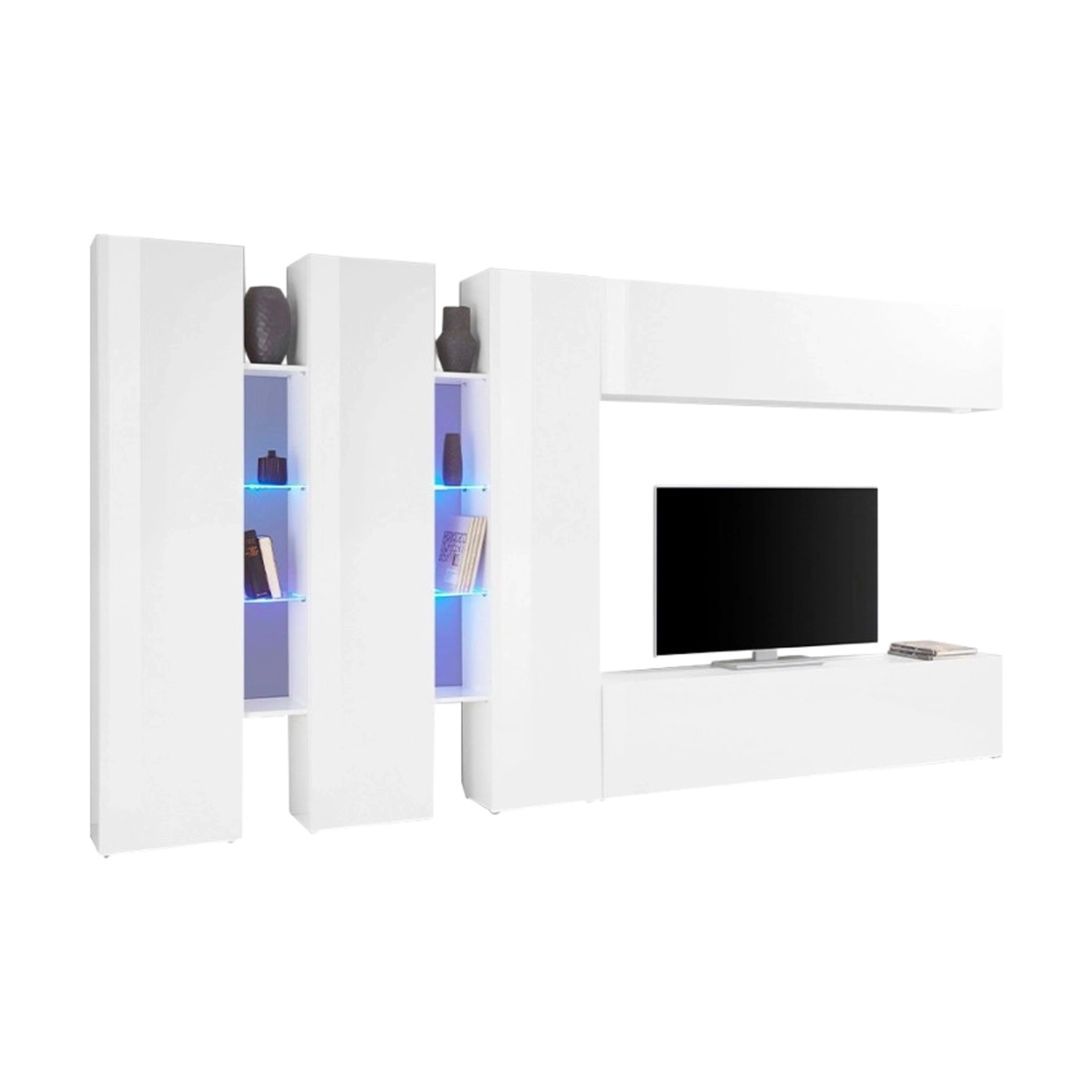 Joy Trio modern wall unit with TV stand, wall cabinet and 3 tall units — 1