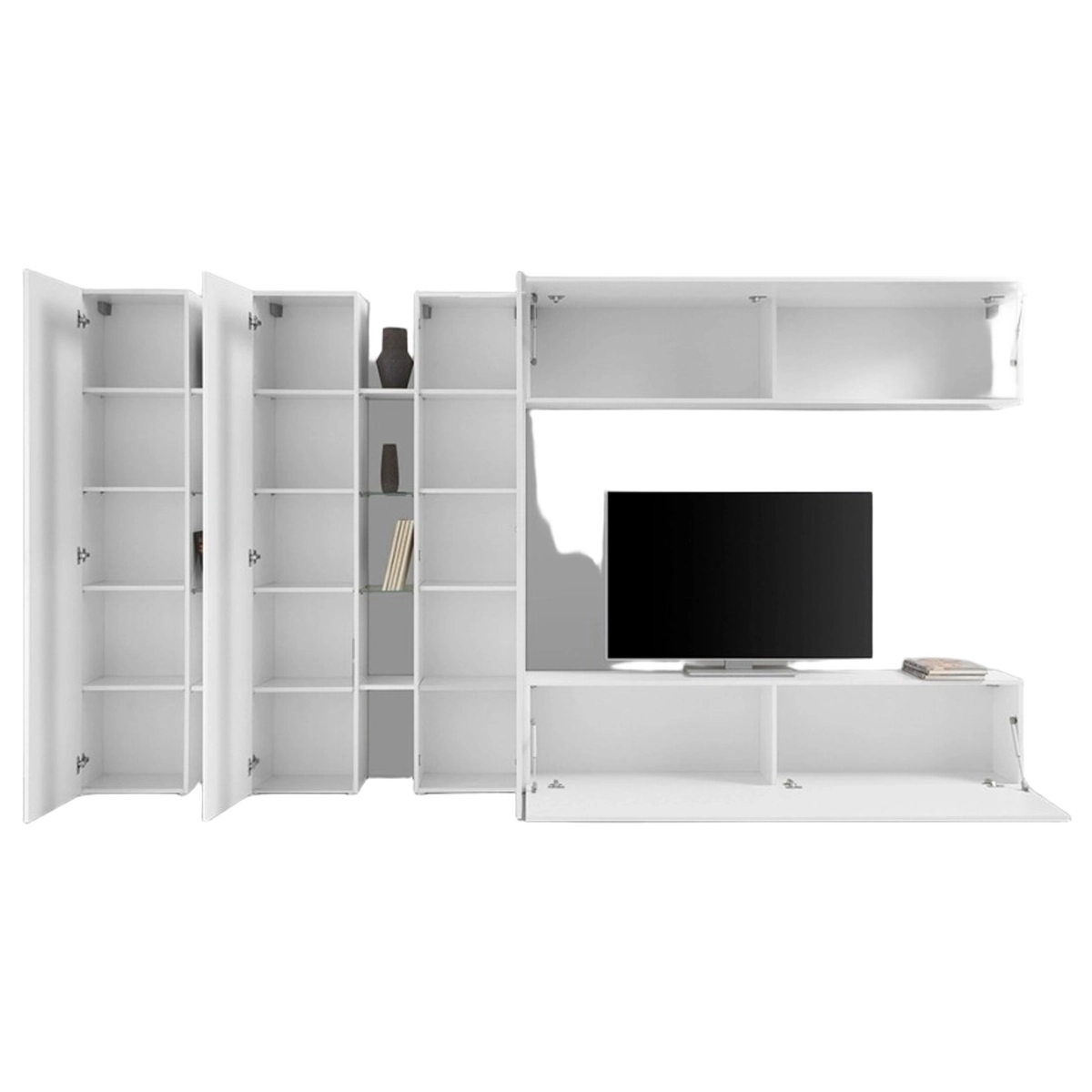 Joy Trio modern wall unit with TV stand, wall cabinet and 3 tall units — 7