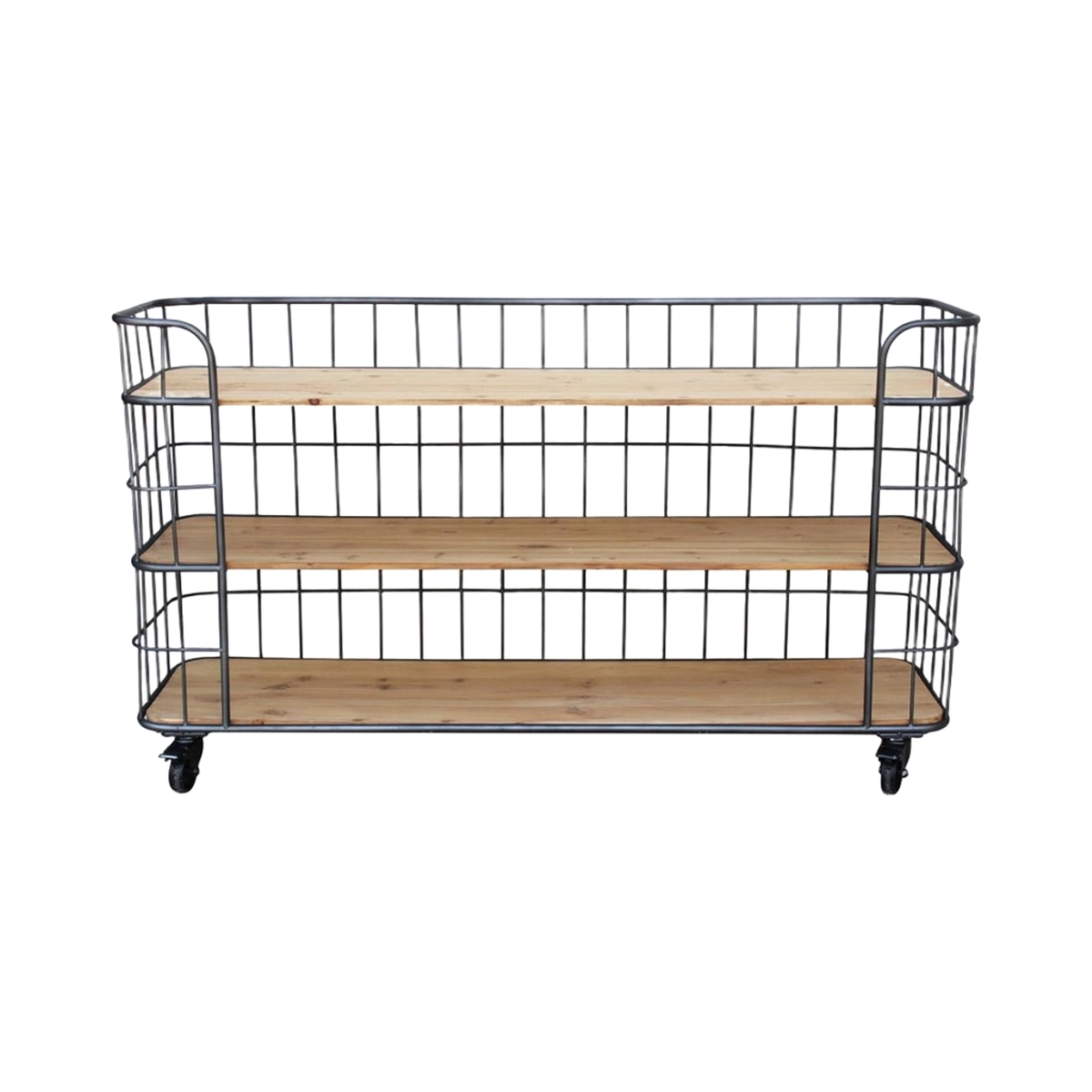 Abner Industrial 3-Tier Bookcase Trolley with Wheels — 5