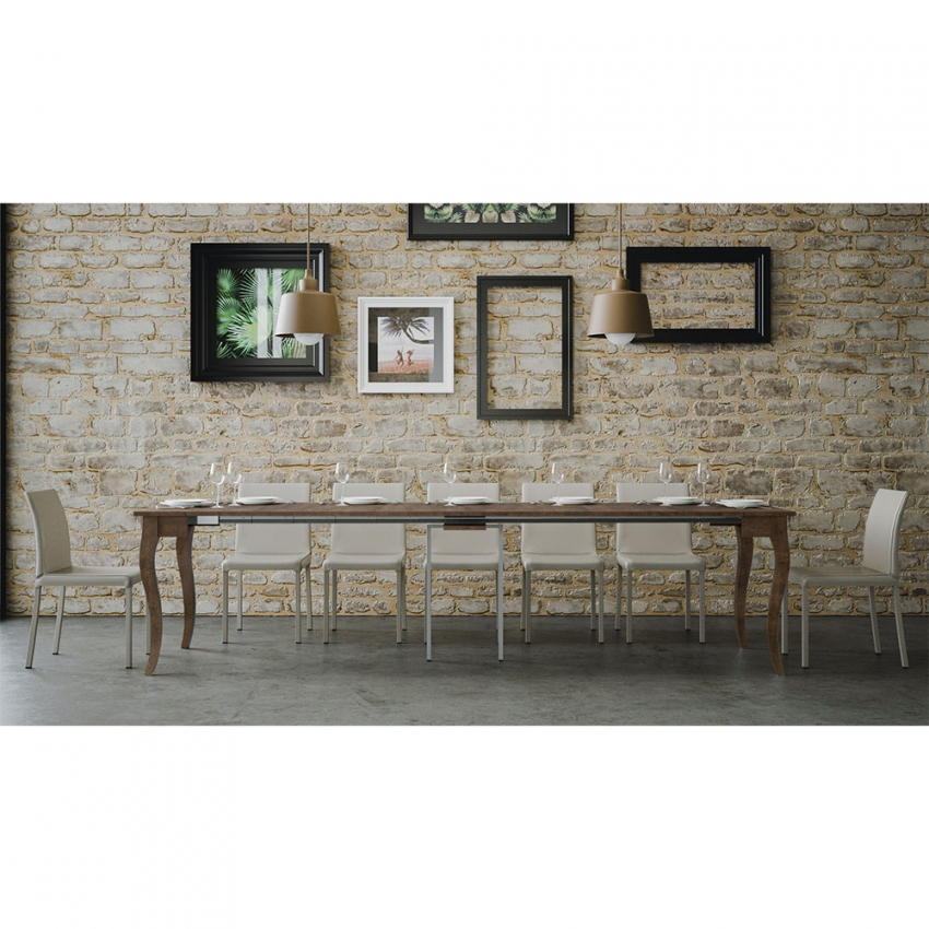 Extendable Classic Wooden Console Table 90x48-308cm Olanda Noix — 5