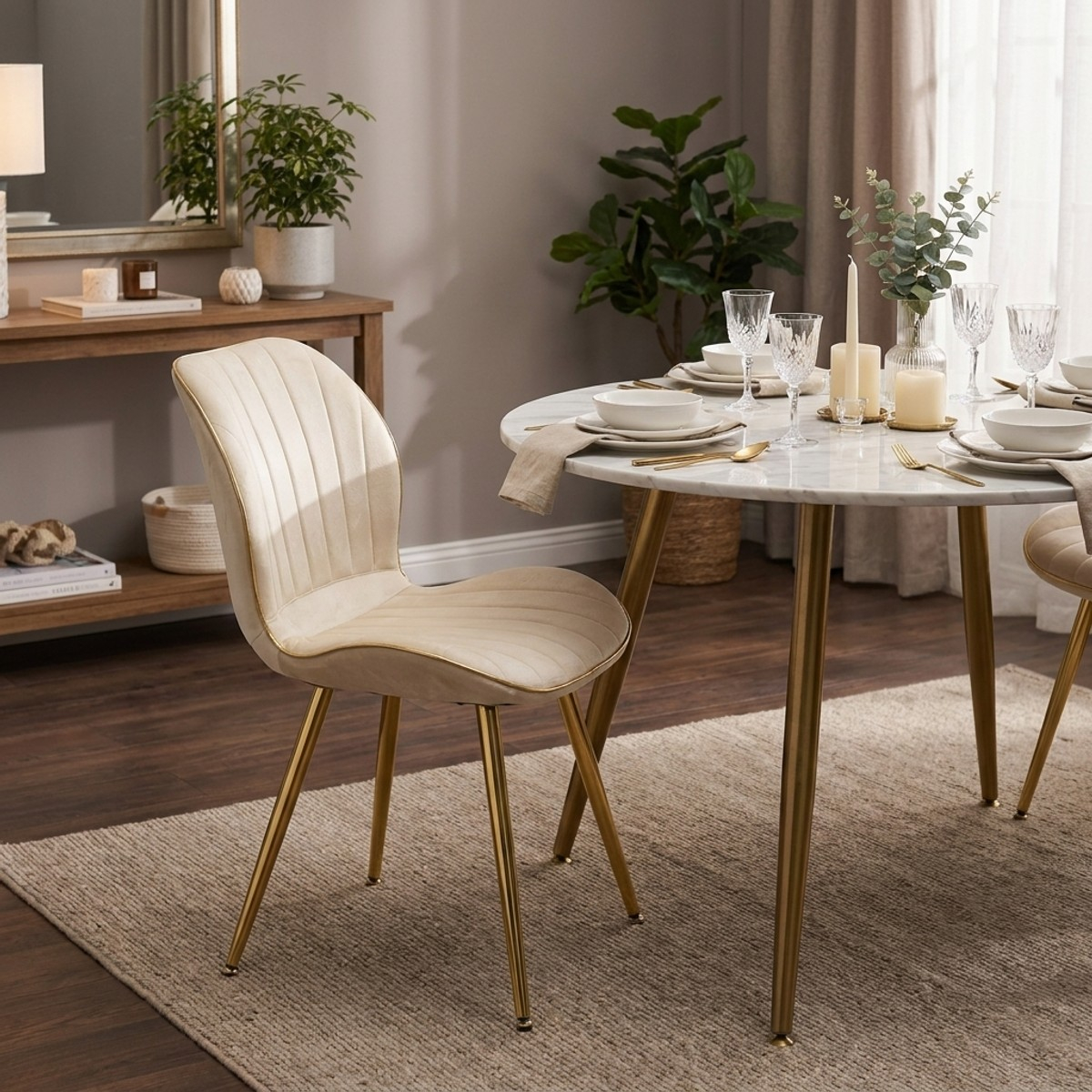 Set of 2 Paris Space upholstered velvet dining chairs — 2