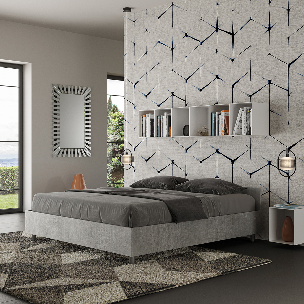Nuamo Concrete Double Storage Bed 160x190 cm Grey — 2