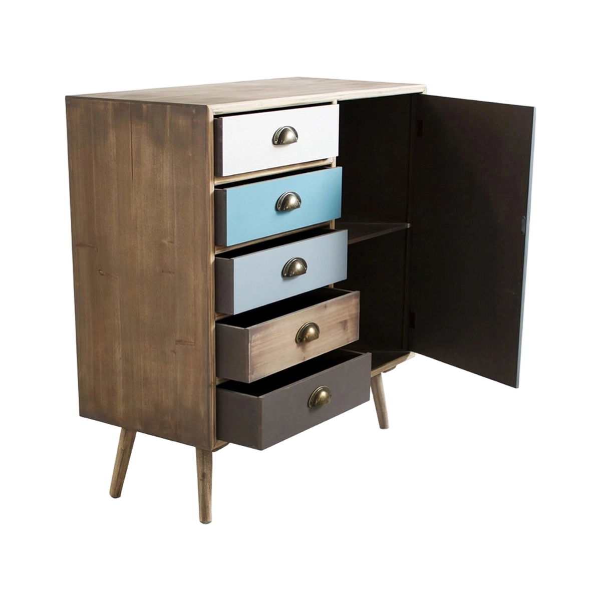 Levis Multi-Purpose Wooden Storage Cabinet with Door & Drawers — 5